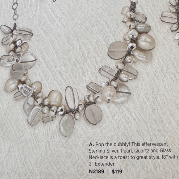 Silpada Effervescent Sterling Silver Pearl, Quartz & Glass Necklace N2189 - Picture 4 of 10
